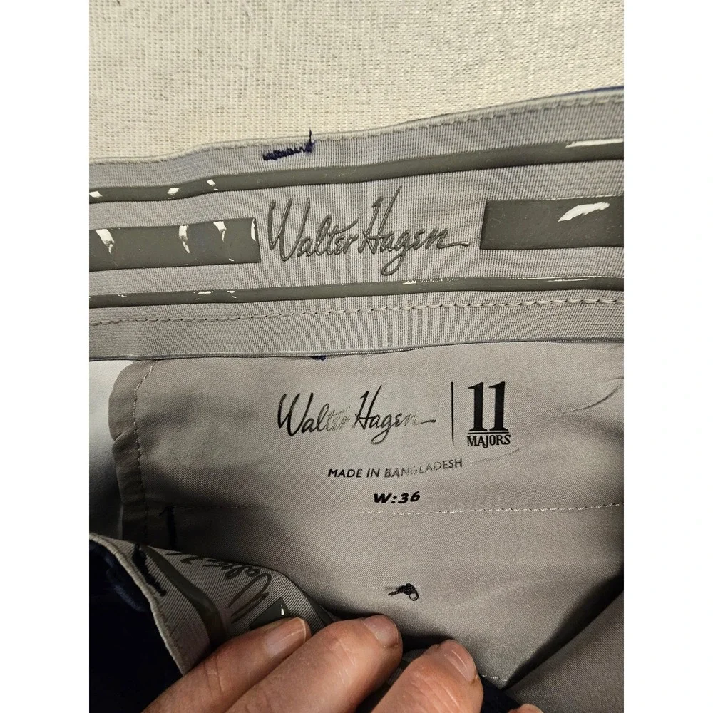 Walter Hagen 11 Majors Mens Golf Shorts Navy Blue Flat Front Size 36 Performance